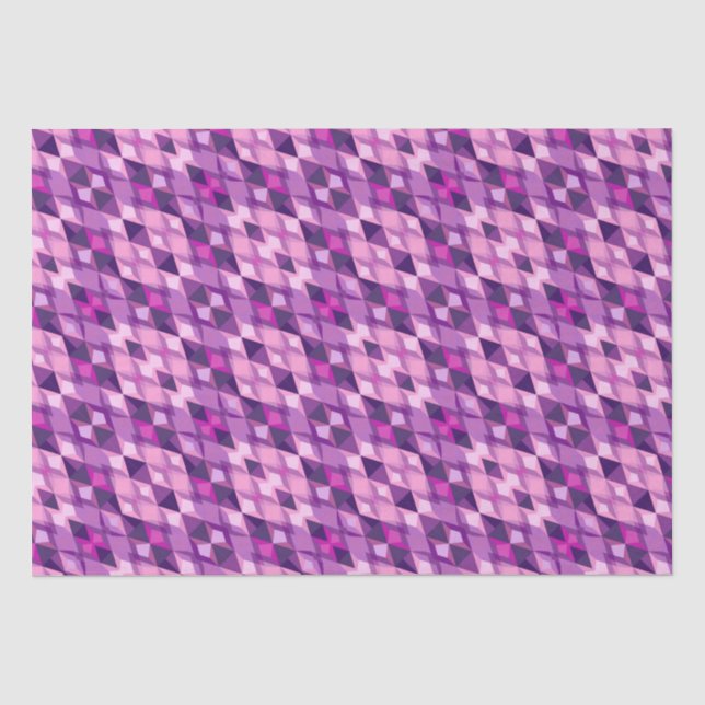  Pink and purple diamond Geometric shapes pattern Tissue Paper (Front)
