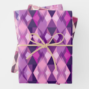 Pink and purple diamond Geometric shapes pattern Wrapping Paper Sheet