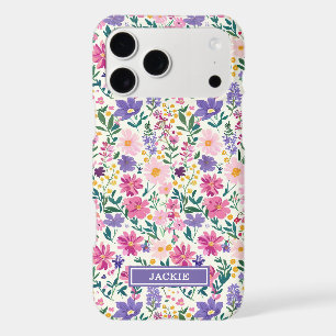 Pink and Purple Ditsy Flowers Monogrammed
