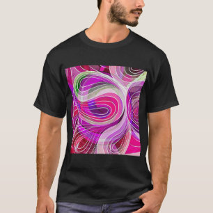 Pink and Purple Doodle With White Lines T-Shirt