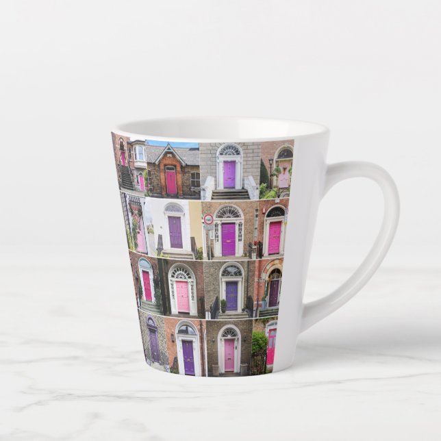 Pink and Purple Doors of Dublin Latte Mug (Right)