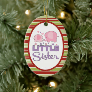 Pink and purple elephant little sister Christmas Ceramic Tree Decoration