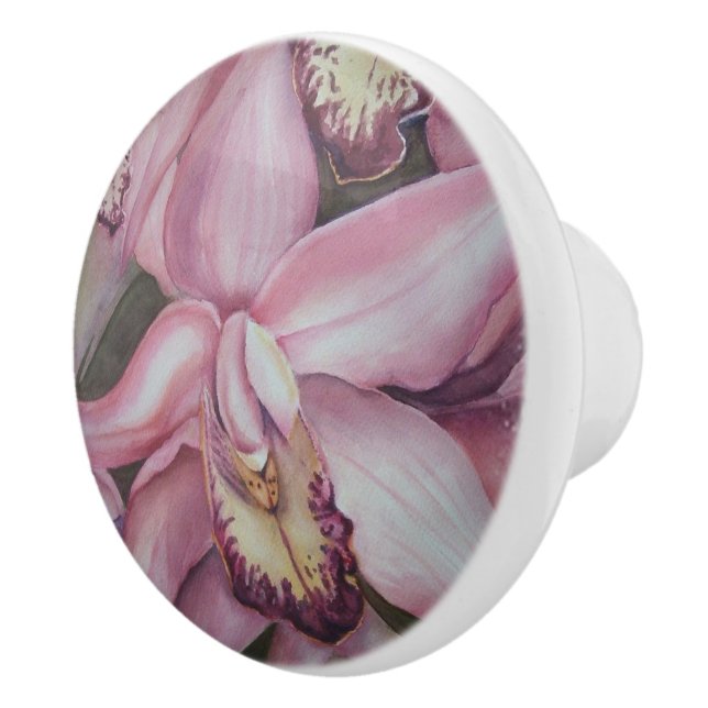 PINK AND PURPLE EXOTIC ORCHID CERAMIC KNOB (Right)