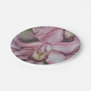 PINK AND PURPLE EXOTIC ORCHID PAPER PLATE