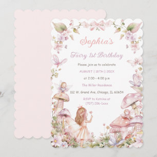 Pink and Purple Fairy Birthday Party invitation