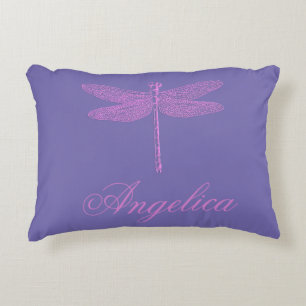 Pink and Purple Fantasy Dragonfly Decorative Cushion