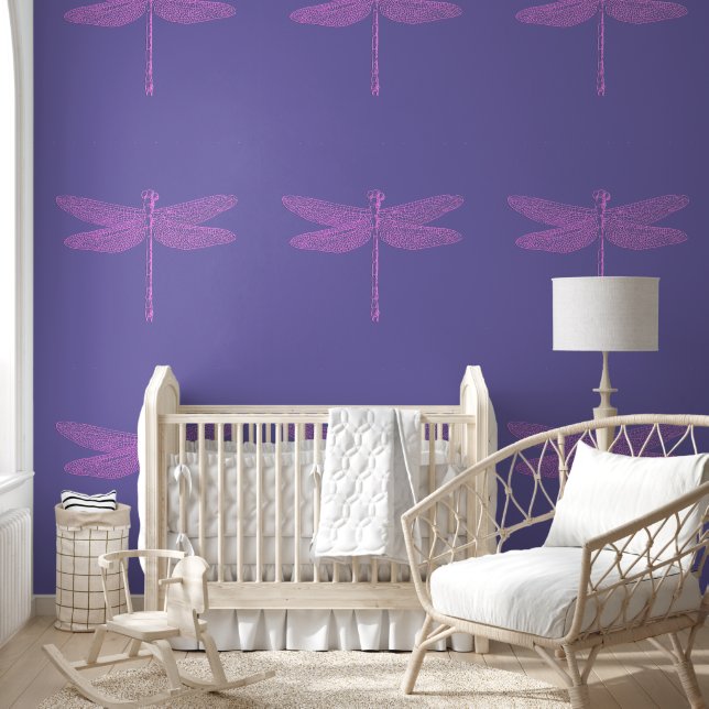 Pink and Purple Fantasy Dragonfly  Wallpaper (Kids)