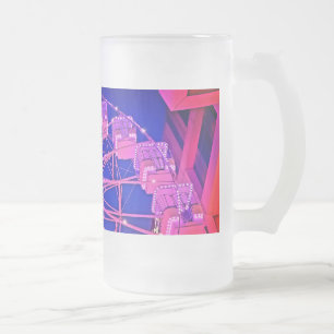 Pink and purple Ferris wheel Frosted Glass Beer Mug