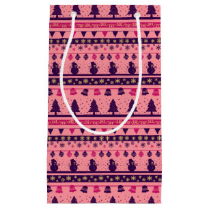 Pink and Purple Festive Holiday Cheer  Small Gift Bag