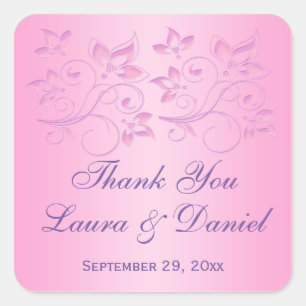 Pink and Purple Floral 1.5" Wedding Favour Sticker