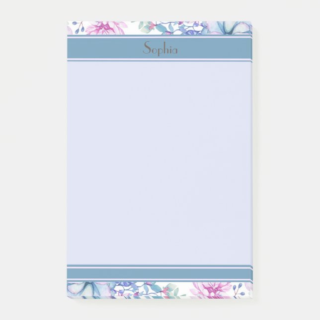 Pink and Purple Floral and Succulents Post-it Notes (Front)