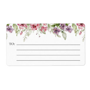 Pink and Purple Floral Border Shipping Labels
