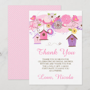 Pink and Purple Floral Bridal Shower Thank You
