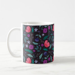 Pink and Purple Floral Illustration Pattern Coffee Mug