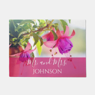Pink and Purple Floral Mr and Mrs Doormat