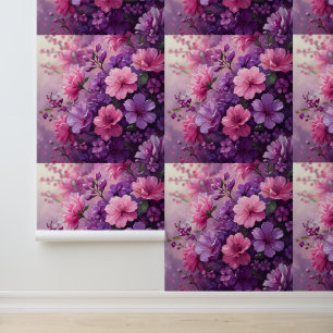 Pink and Purple Floral Peel and Stick Removable Wallpaper
