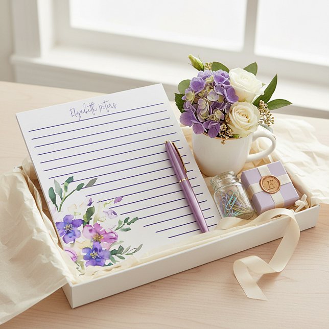 Pink and purple floral personalised notepad (Creator Uploaded)