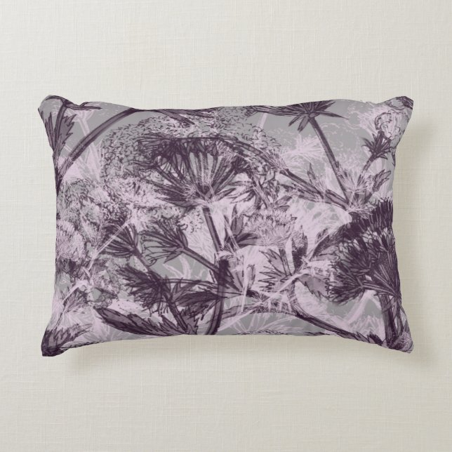 Pink and Purple Floral Print Decorative Cushion (Front)