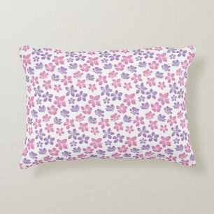 Pink and Purple Floral Seamless Pattern Decorative Cushion