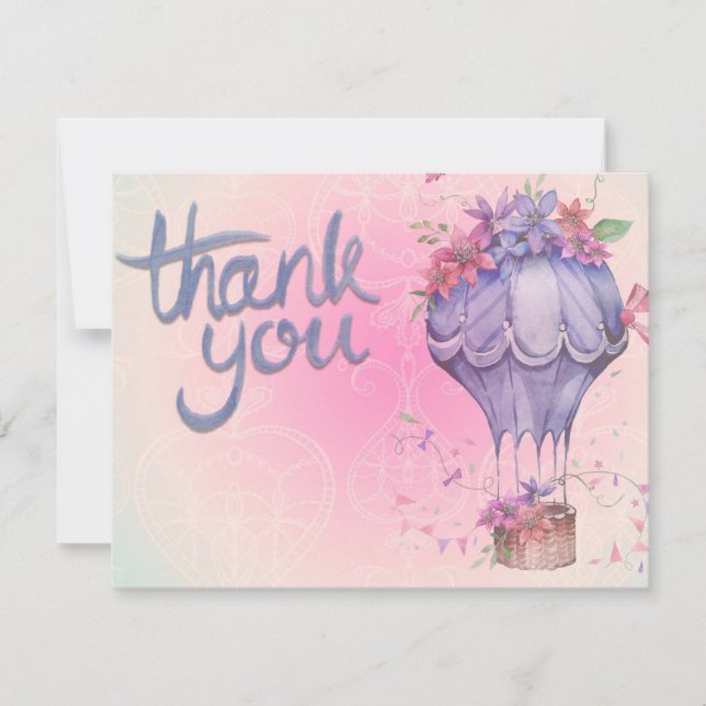 pink and purple floral thank you card (Front)