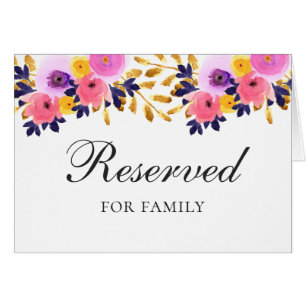 Pink and purple floral wedding reserved sign