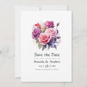 Pink and Purple Floral Wedding Save The Date