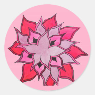 Pink and purple flower art classic round sticker