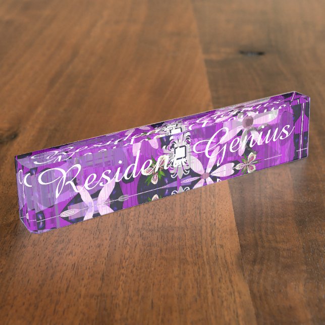 Pink and Purple Flower Art Nameplate (Side)