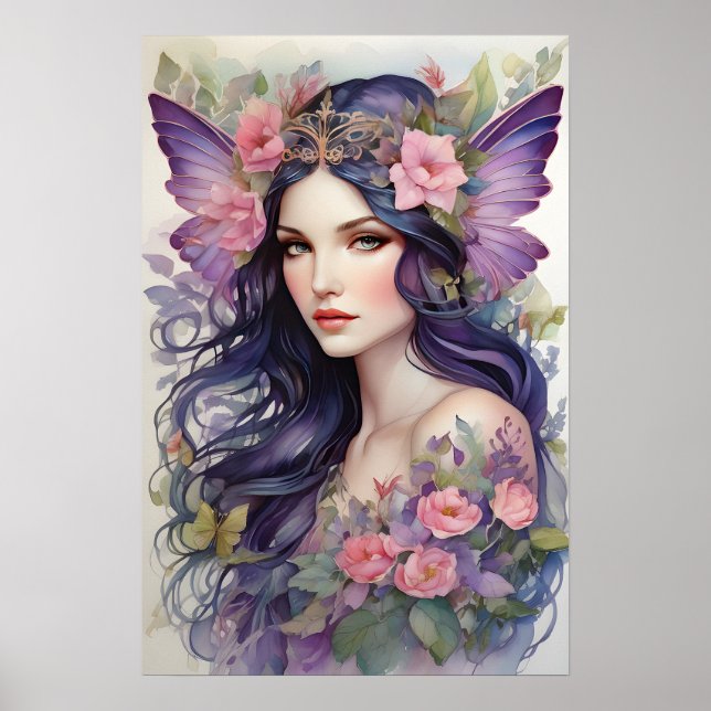 Pink and Purple Flower Fairy Poster (Front)