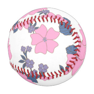 PINK AND PURPLE FLOWER PATTERN BASEBALL