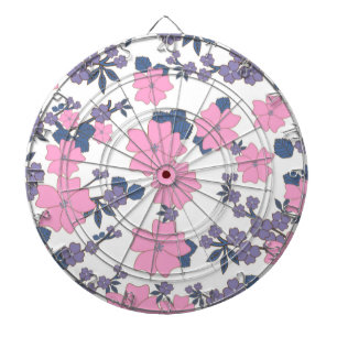 PINK AND PURPLE FLOWER PATTERN DARTBOARD