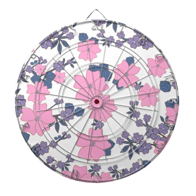 PINK AND PURPLE FLOWER PATTERN DARTBOARD (Front)