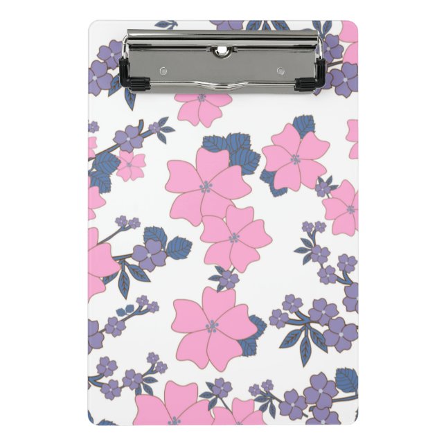 PINK AND PURPLE FLOWER PATTERN MINI CLIPBOARD (Front)