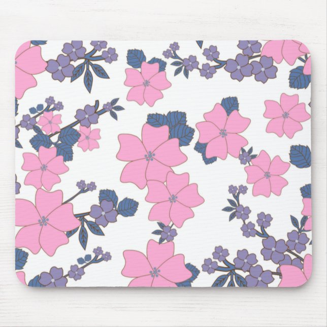 PINK AND PURPLE FLOWER PATTERN MOUSE MAT (Front)