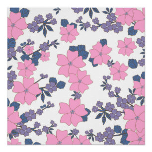 PINK AND PURPLE FLOWER PATTERN POSTER