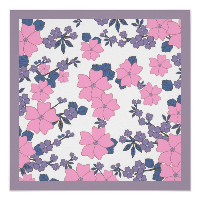 PINK AND PURPLE FLOWER PATTERN POSTER (Front)