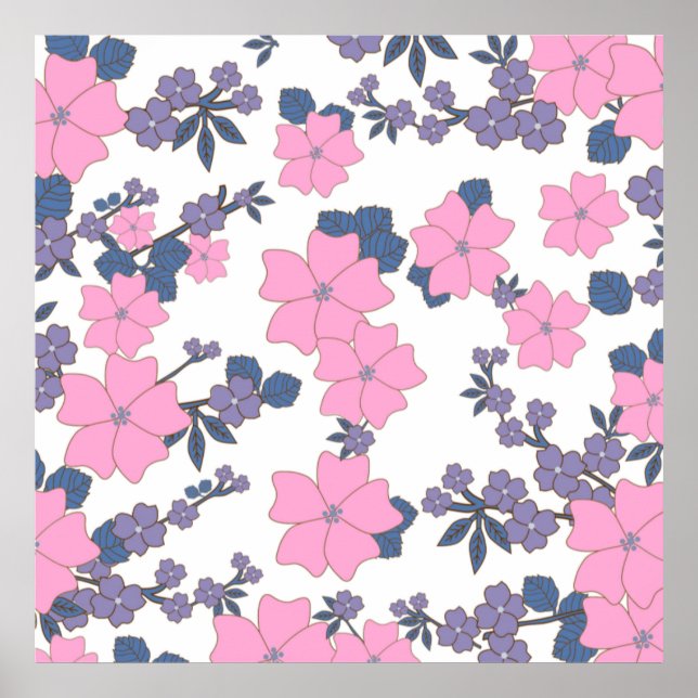 PINK AND PURPLE FLOWER PATTERN POSTER (Front)