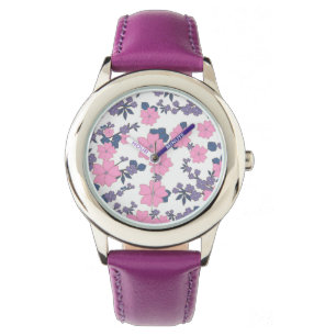 PINK AND PURPLE FLOWER PATTERN WATCH