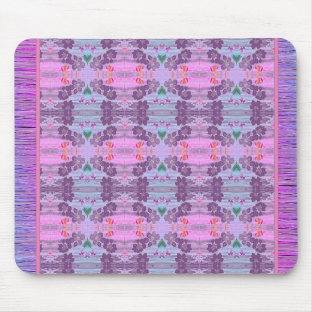 Pink And Purple Flowered Pattern Designer Mouse Mat (Front)