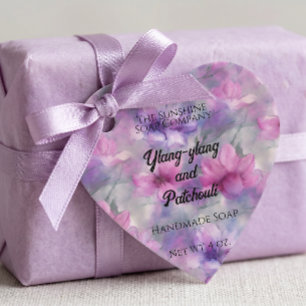 Pink and Purple Flowers Cosmetics Product Tag