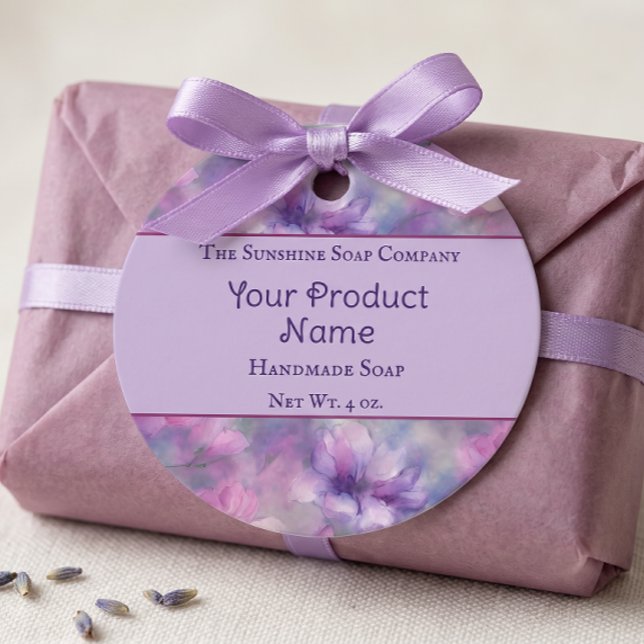 Pink and Purple Flowers Favour Tags (Creator Uploaded)