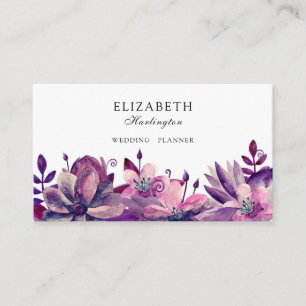 Pink and purple flowers. Florals card. Botanical Business Card