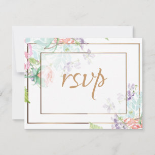 Pink and Purple Flowers/Gold Trim Card