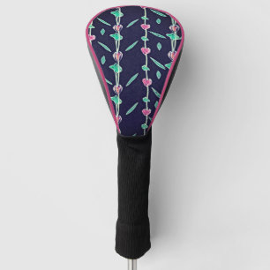 Pink and purple flowers golf head cover