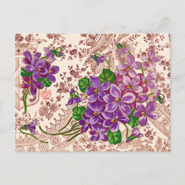 Pink And Purple Flowers Postcard (Front)