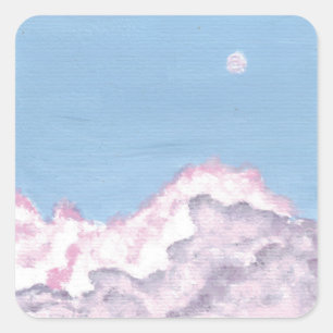 Pink and Purple Fluffy Clouds Stickers