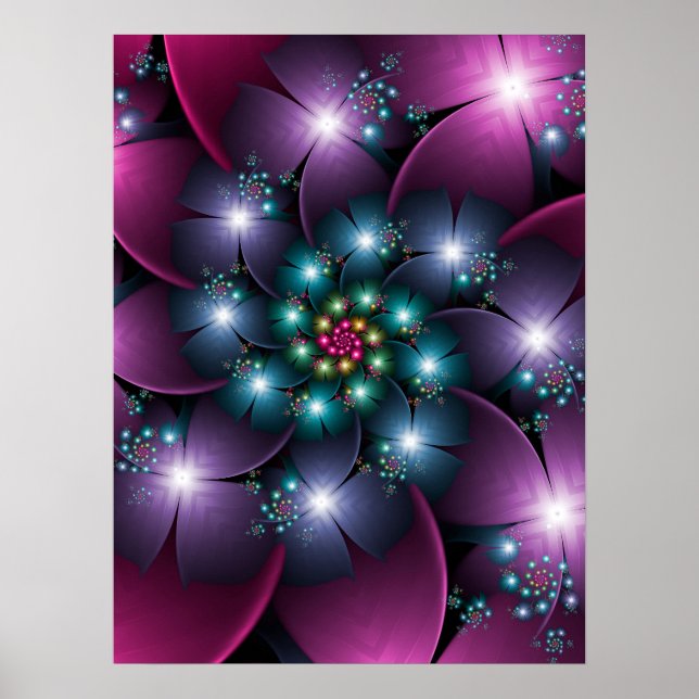 Pink and Purple Fractal Poster (Front)