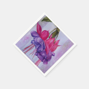 PINK AND PURPLE FUSCHIA FLOWER PAPER NAPKINS