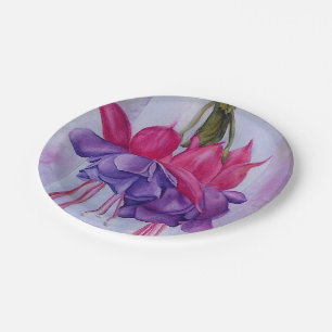 PINK AND PURPLE FUSCHIA FLOWER PAPER PLATES