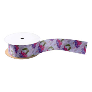 PINK AND PURPLE FUSCHIA FLOWER RIBBON SATIN RIBBON